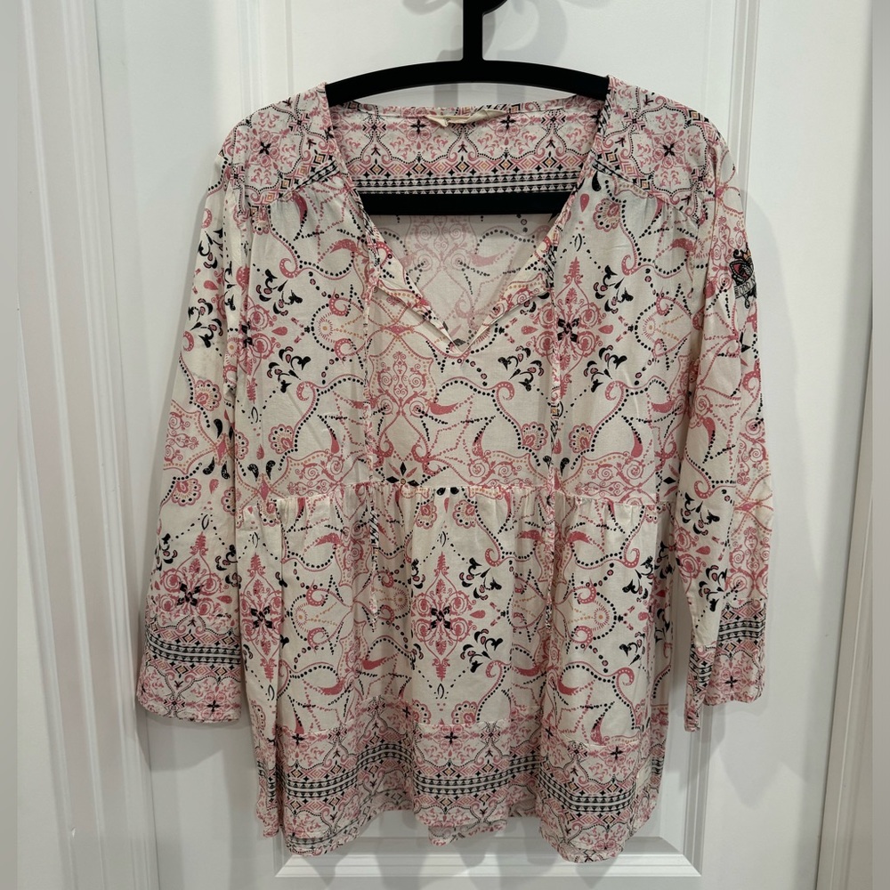 Odd Molly 100% Cotton Blouse Pink Print Size 4 (XL)